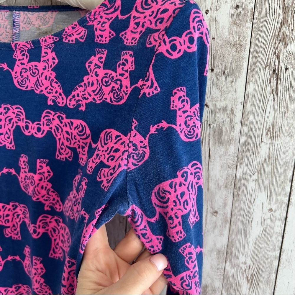 Lilly Pulitzer Navy and Pink Tusk In The Sun Elephant Marlowe Dress XS - Picture 3 of 4